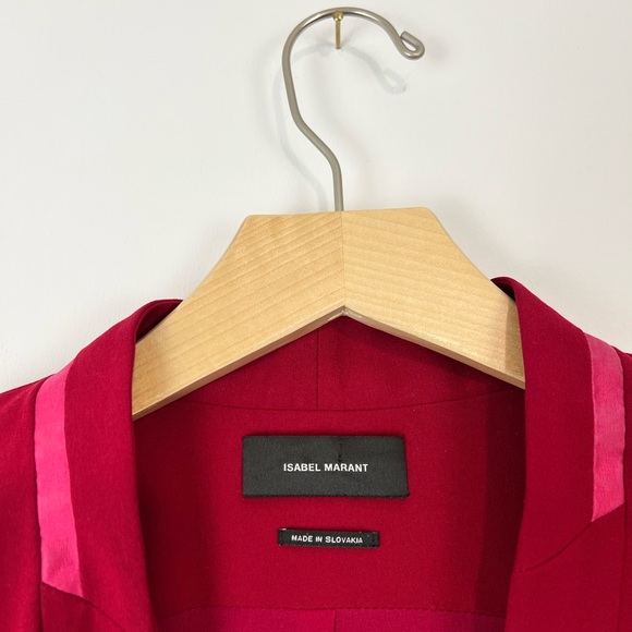Isabel Marant Pink Tailored Silk Trim Buttoned Classic Blazer Jacket UK 10 - Picture 4 of 15